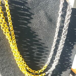 Silver and yellow layered Chain Necklace